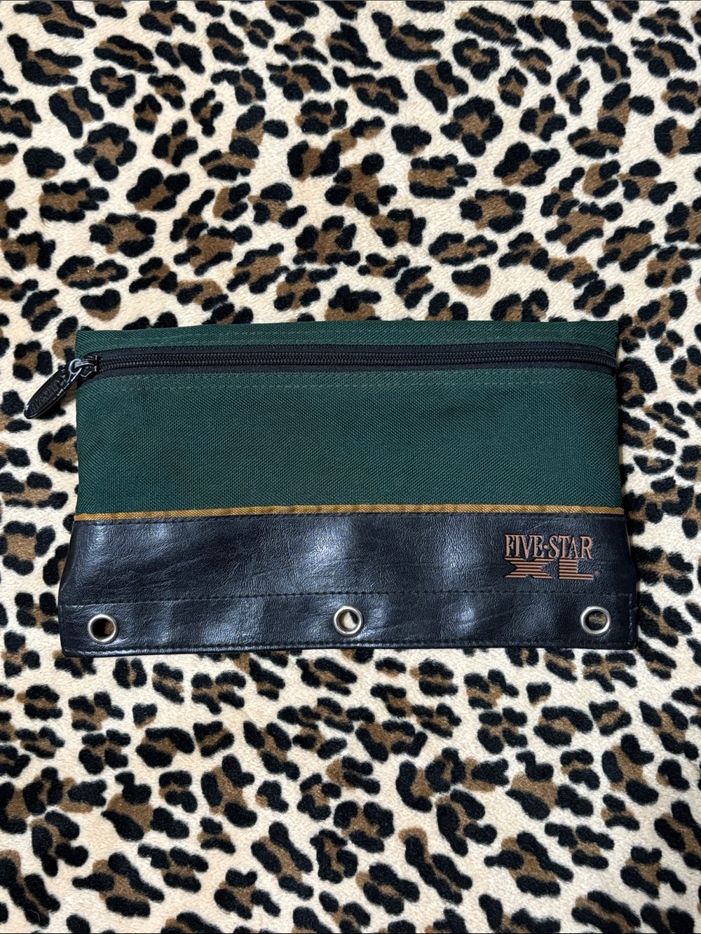 90s Vintage Mead Five-Star XL Pencil Pouch ✏️ Organizer Bag School Hunter Green